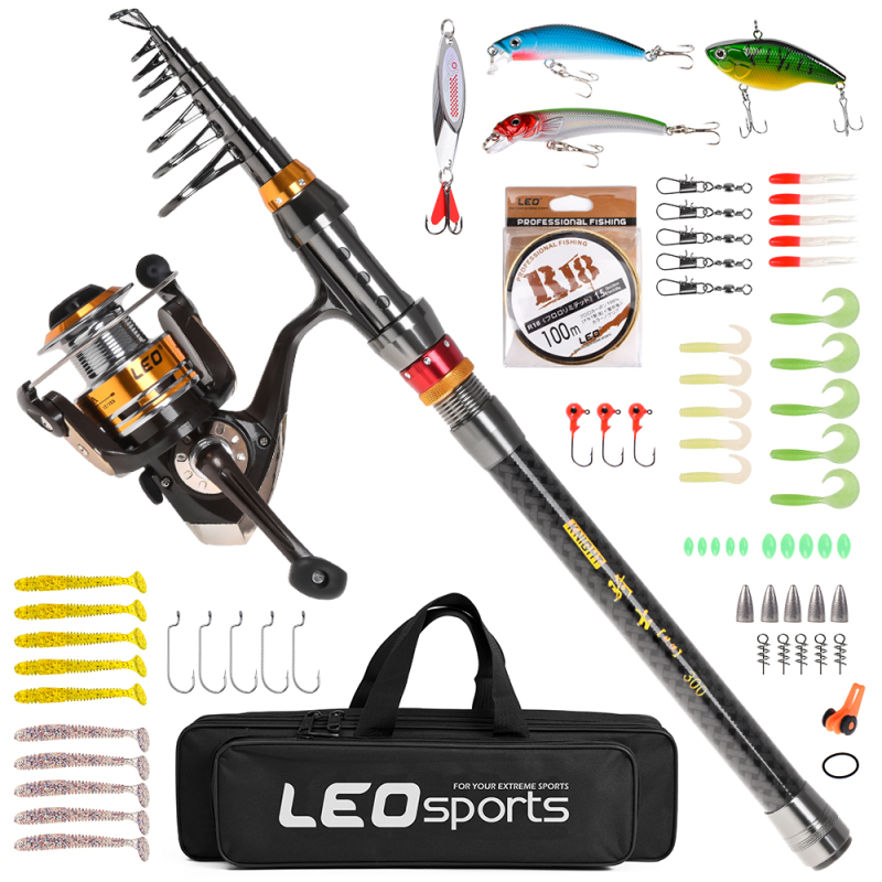 Freshwater Line - Fibra de carbono telescópica Pesca Rod,